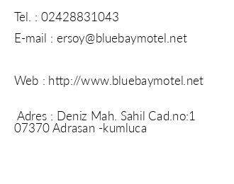 Bluebay Motel iletiim bilgileri
